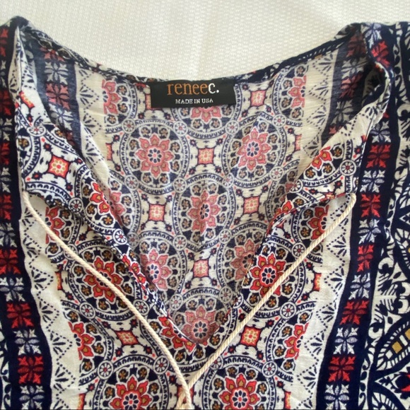 Renee C Stitch Fix Small Navy Blue Tassel Blouse - Picture 7 of 8